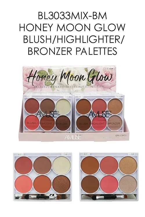 PALETA DE RUBOR, CONTORNO E ILUMINADOR HONEY MOON GLOW AMUSE