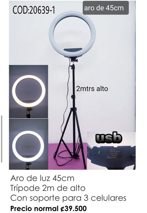 ARO DE LUZ 45CM CON SOPORTE PARA 3 CELULARES 20639-1