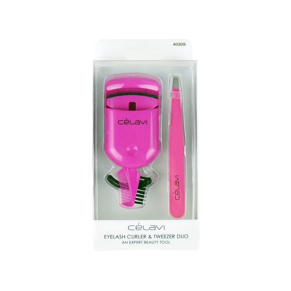 EYELASH CURLER Y TWEEZER DUO 40309 CELAVI DESC* ROSADO