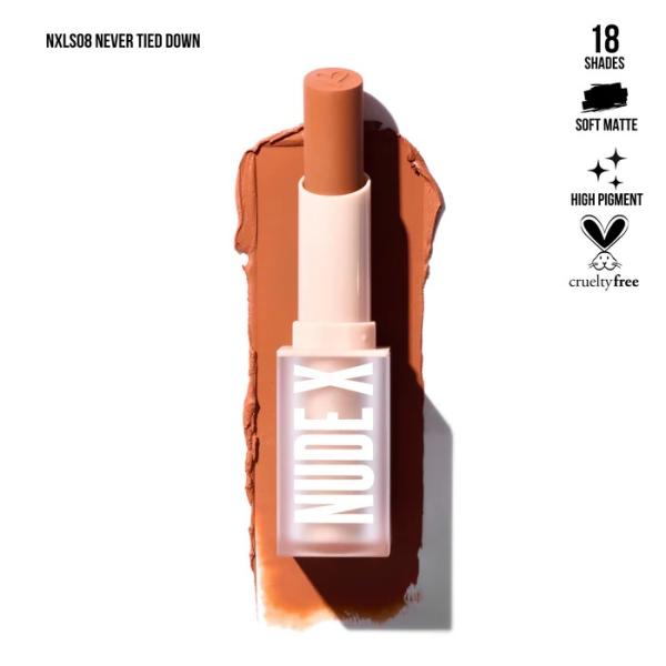 LABIAL EN BARRA NUDE X NEVER TIED DOWN BEAUTY CREATIONS
