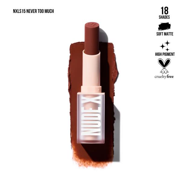 LABIAL EN BARRA NUDE X NEVER TOO MUCH BEAUTY CREATIONS