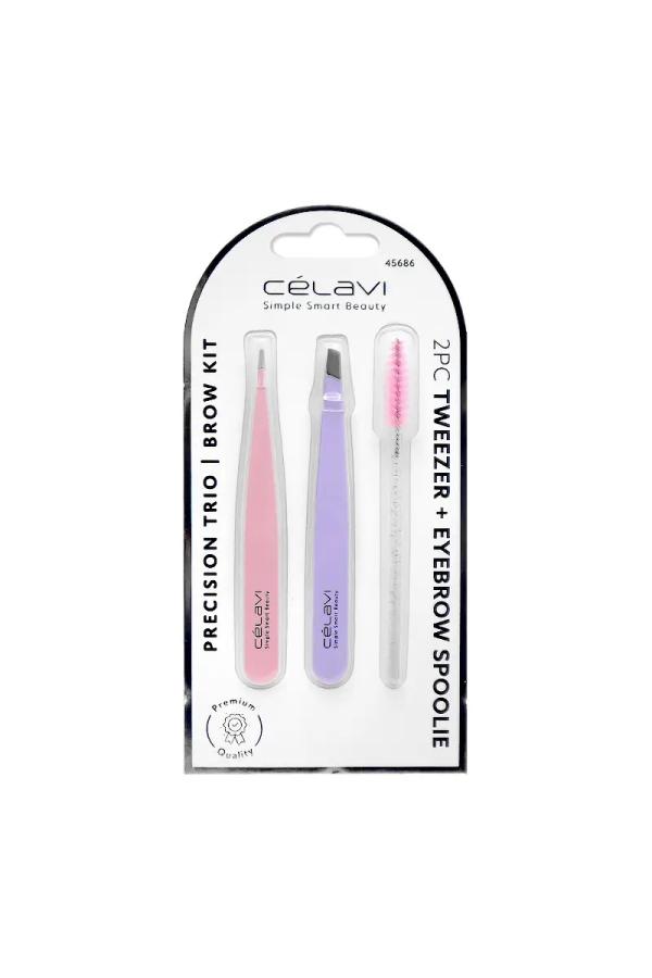 KIT TRIO DE CEJAS 2 PINZAS Y CEPILLO CELAVI
