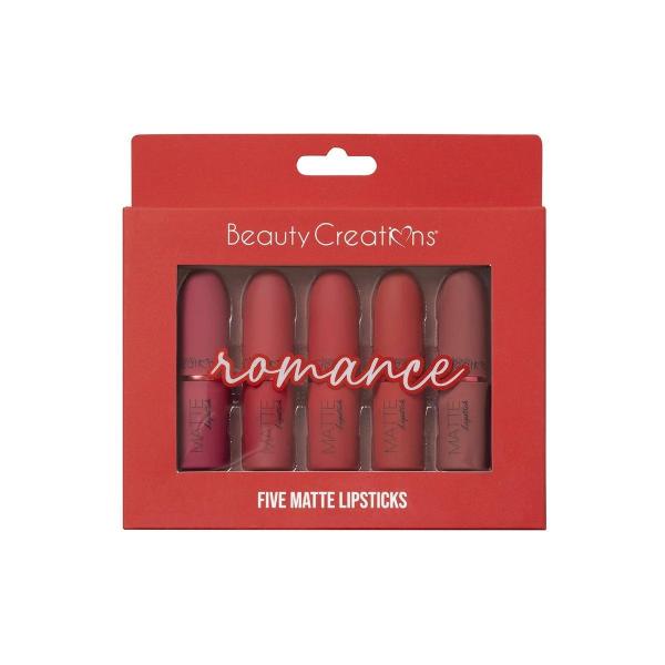 SET DE 5 LABIALES MATTE EN BARRA ROMANCE  BEAUTY CREATIONS