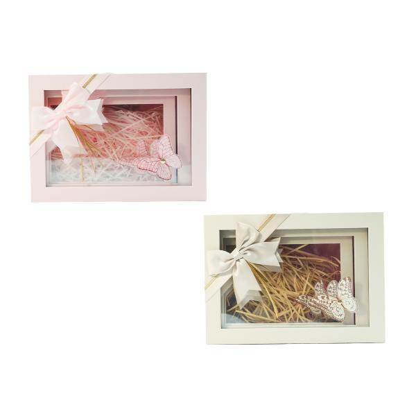 CAJA DE REGALO MO&Ntilde;O Y MARIPOSA COLORES VARIOS