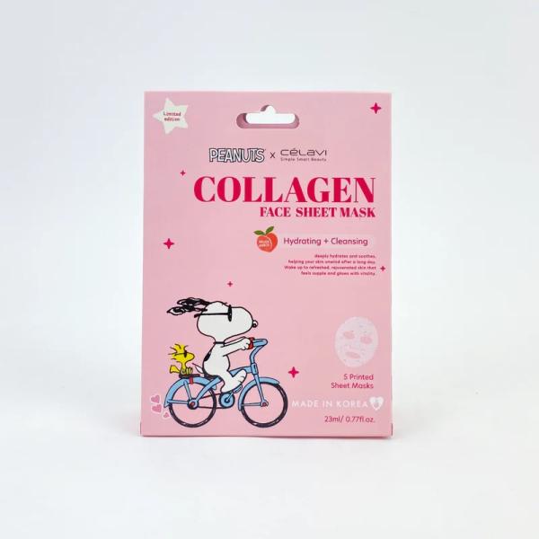 MASCARILLA FACIAL DE COLAGENO PEANUTS SNOOPY CELAVI 5PCS