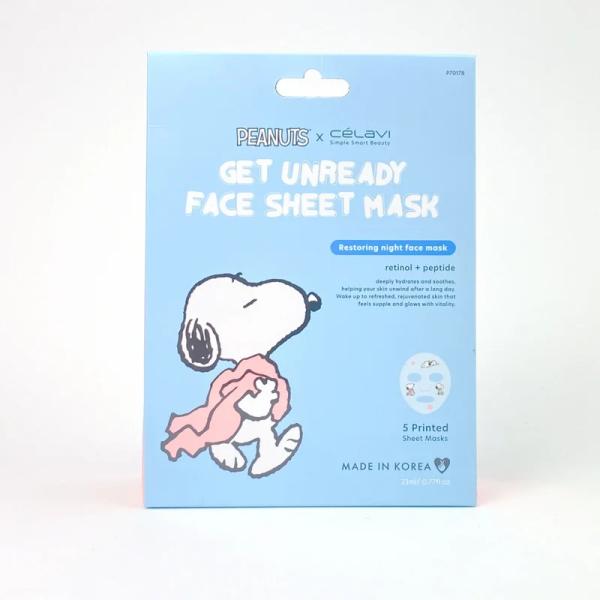 MASCARILLA FACIAL RETINOL+PEPTIDE PEANUTS SNOOPY CELAVI 5PCS